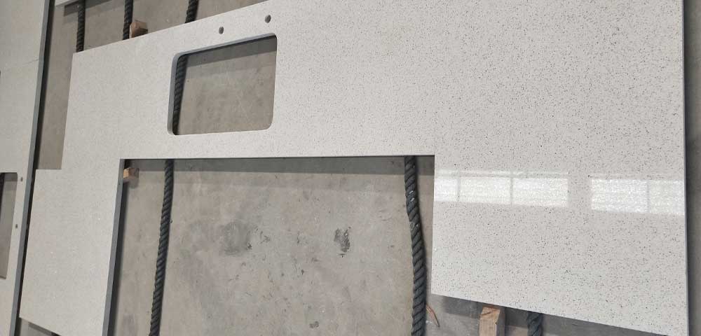 Thailand Grey Color Sparkle Quartz Stone Kitchen Countertop