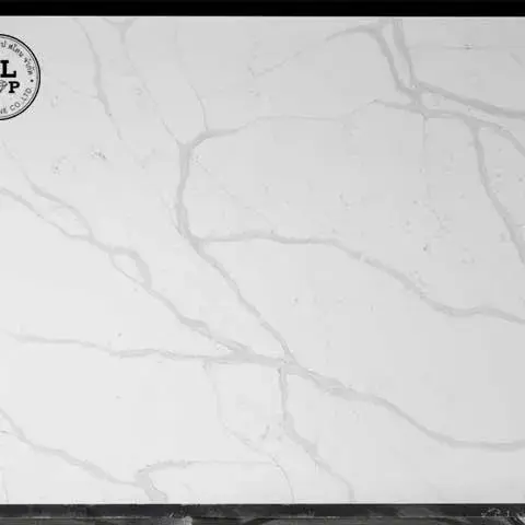 Thailand Origin Quartz Slabs Calacatta White Marble Engineered Stone Kitchentop