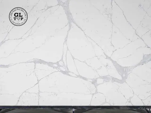 GLS028 Thailand Origin Grey Vein Calacatta Quartz Slab 